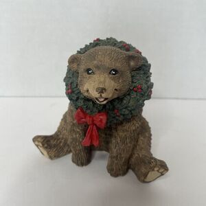 Vtg Silver Deer Tom Rubel Christmas Animal Collection Bear Wreath Holiday Winter